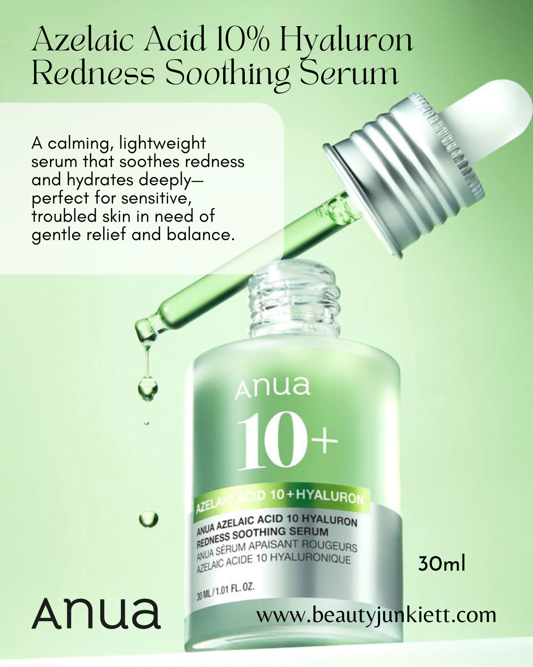 Anua Azelaic Acid 10% Hyaluron Redness Soothing Serum 30ml