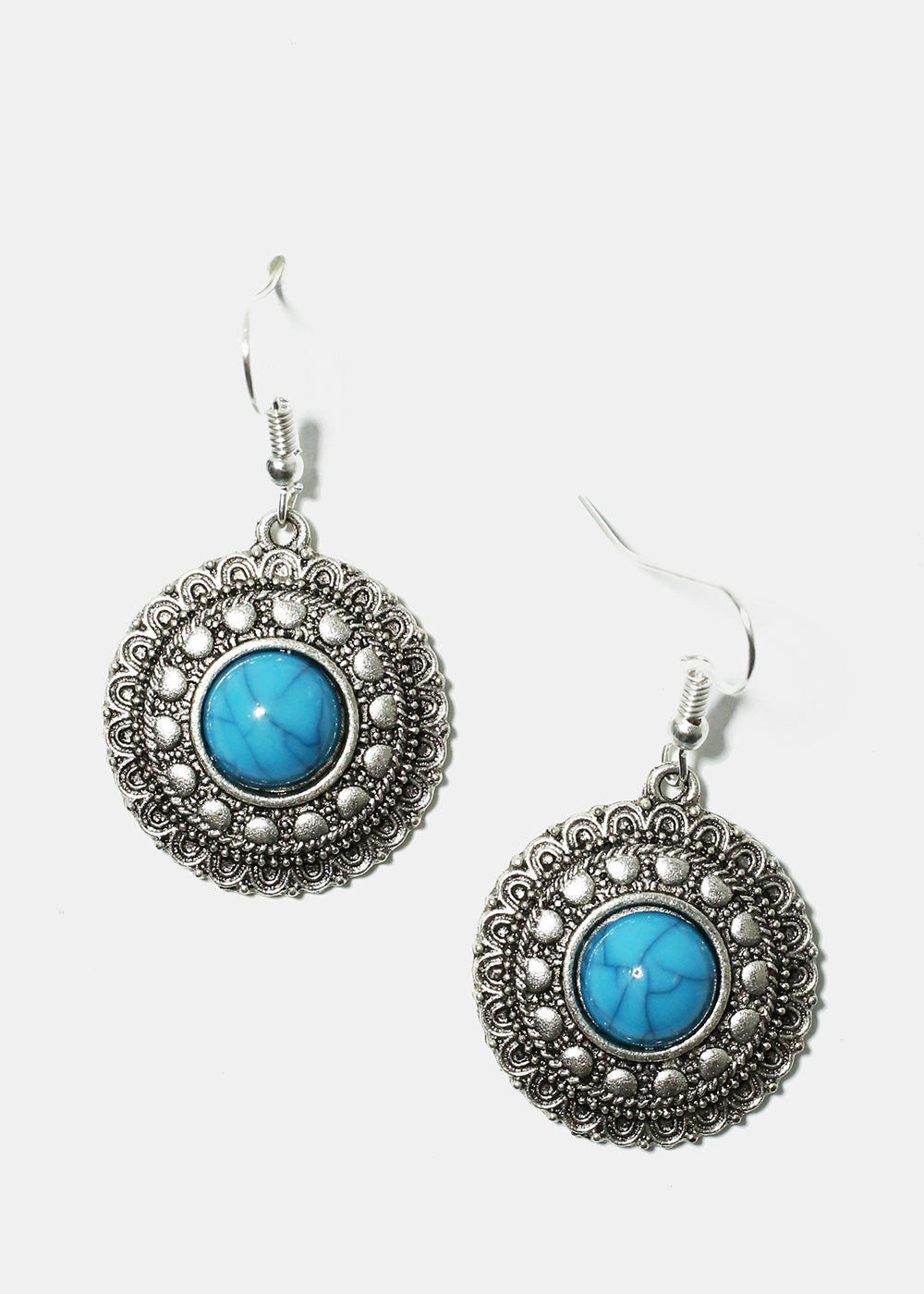 Earrings Circle Turquoise - Silver