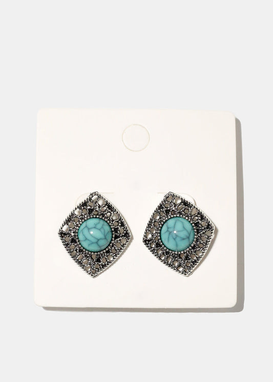 Earrings Diamond Shape Turquoise