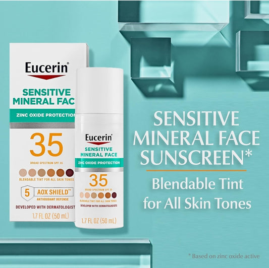 Eucerin Sun Tinted Mineral Face Sunscreen Lotion SPF 35 1.7Oz