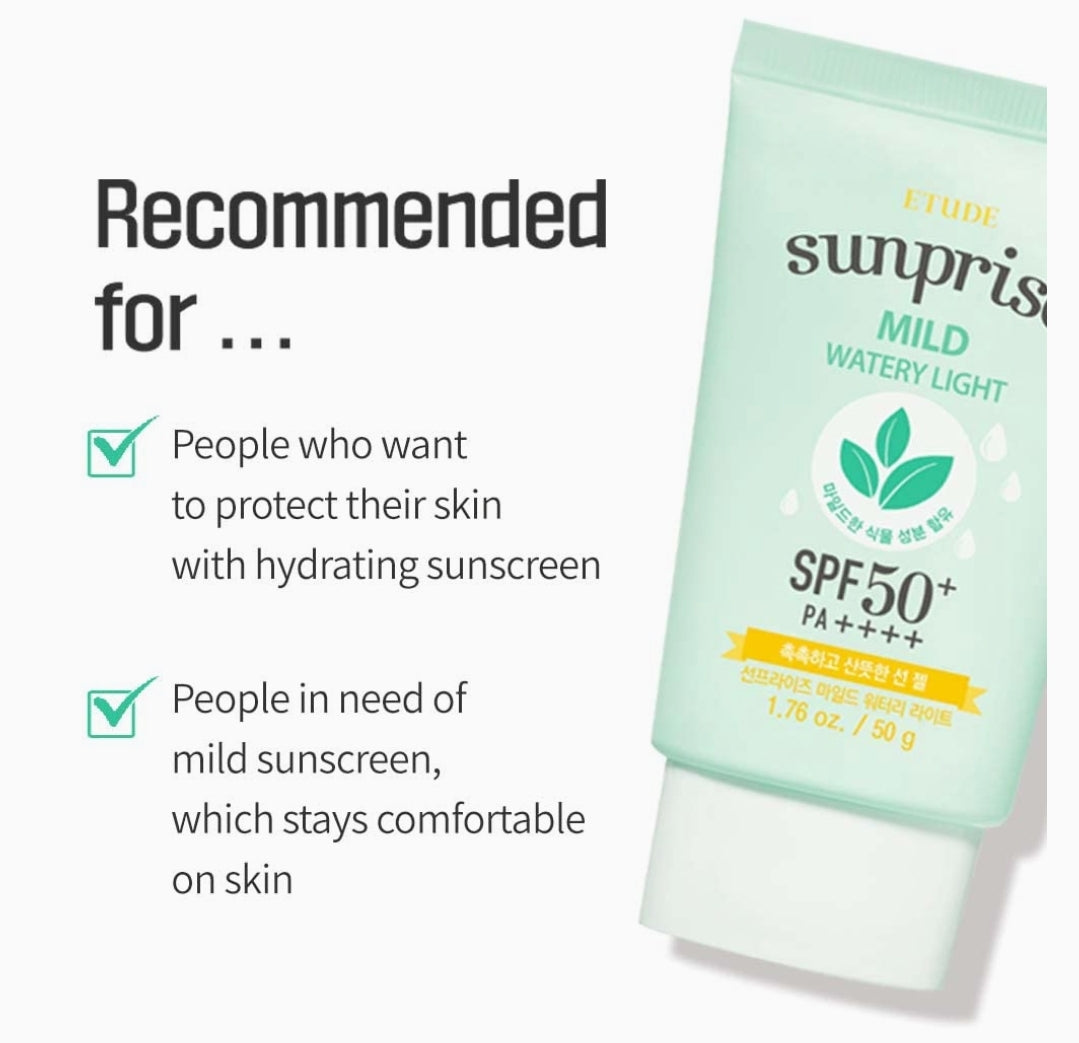 Etude Sunprise Mild Watery Light SPF 50+/ PA+++ 1.7oz