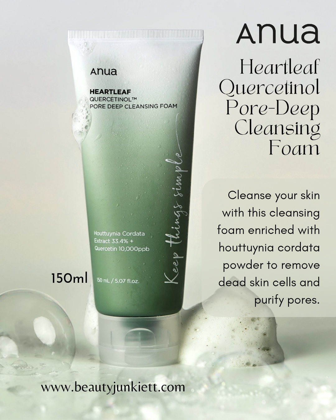 Anua Heartleaf Quercetinol Pore Deep Cleansing Foam 150ml